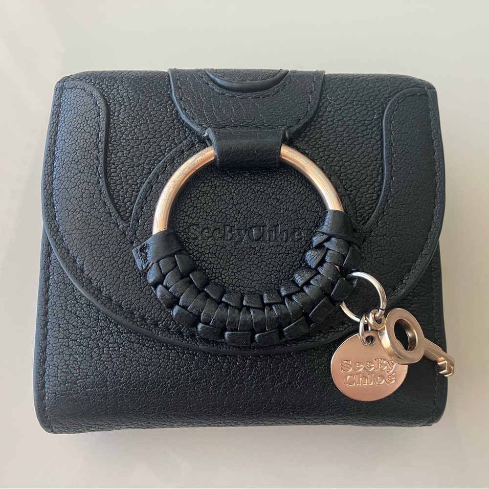 See by Chloé Black Hana Tri fold Leather Wallet Black Excellent Condition
